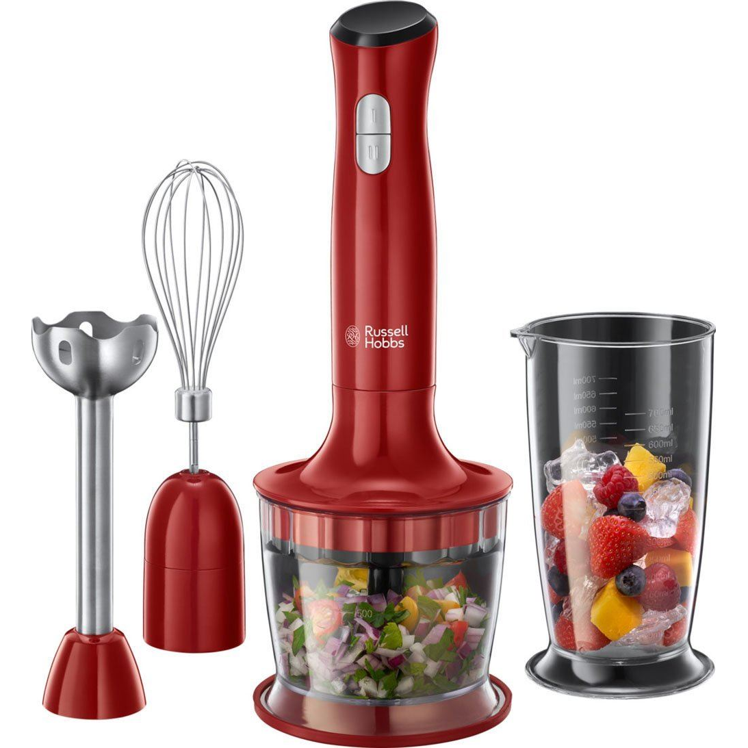 Mixer vertical 3in1 Russell Hobbs Desire 24700-56, 500 W, 2 Viteze, Tel, Tocator, Pahar Gradat, Functie pulse, Rosu (24700-56)-0