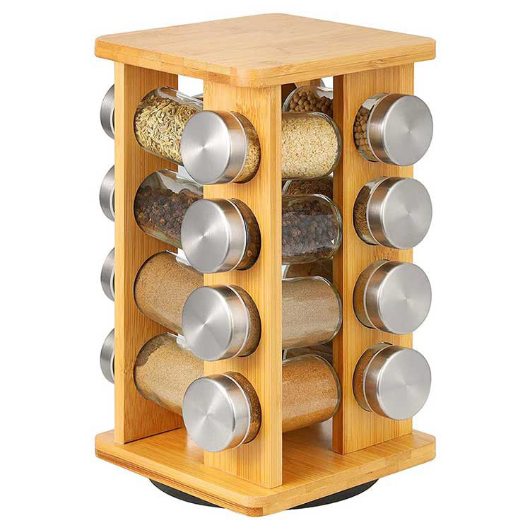 Bamboo spice rack, 16 pcs-0