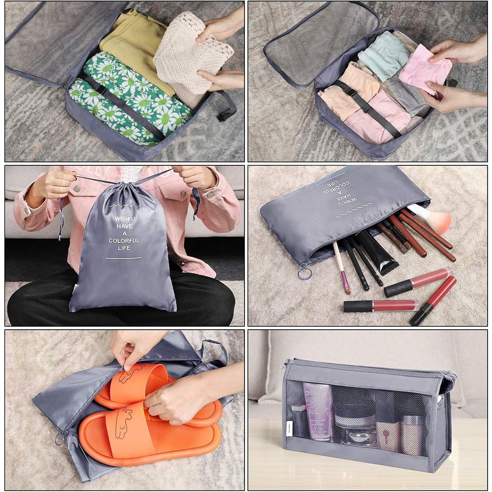 Set organizator pentru bagaje, 8 piese, gri-4