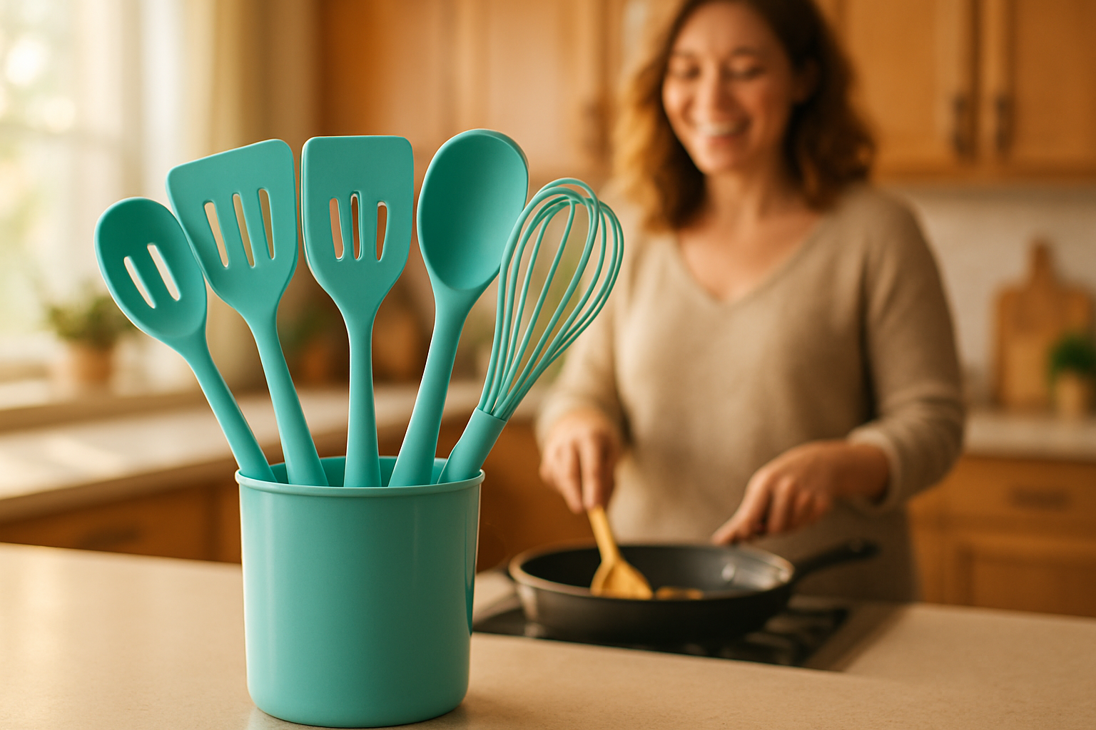 Bucuria de a găti acasă - ustensile de bucătărie turcoaz